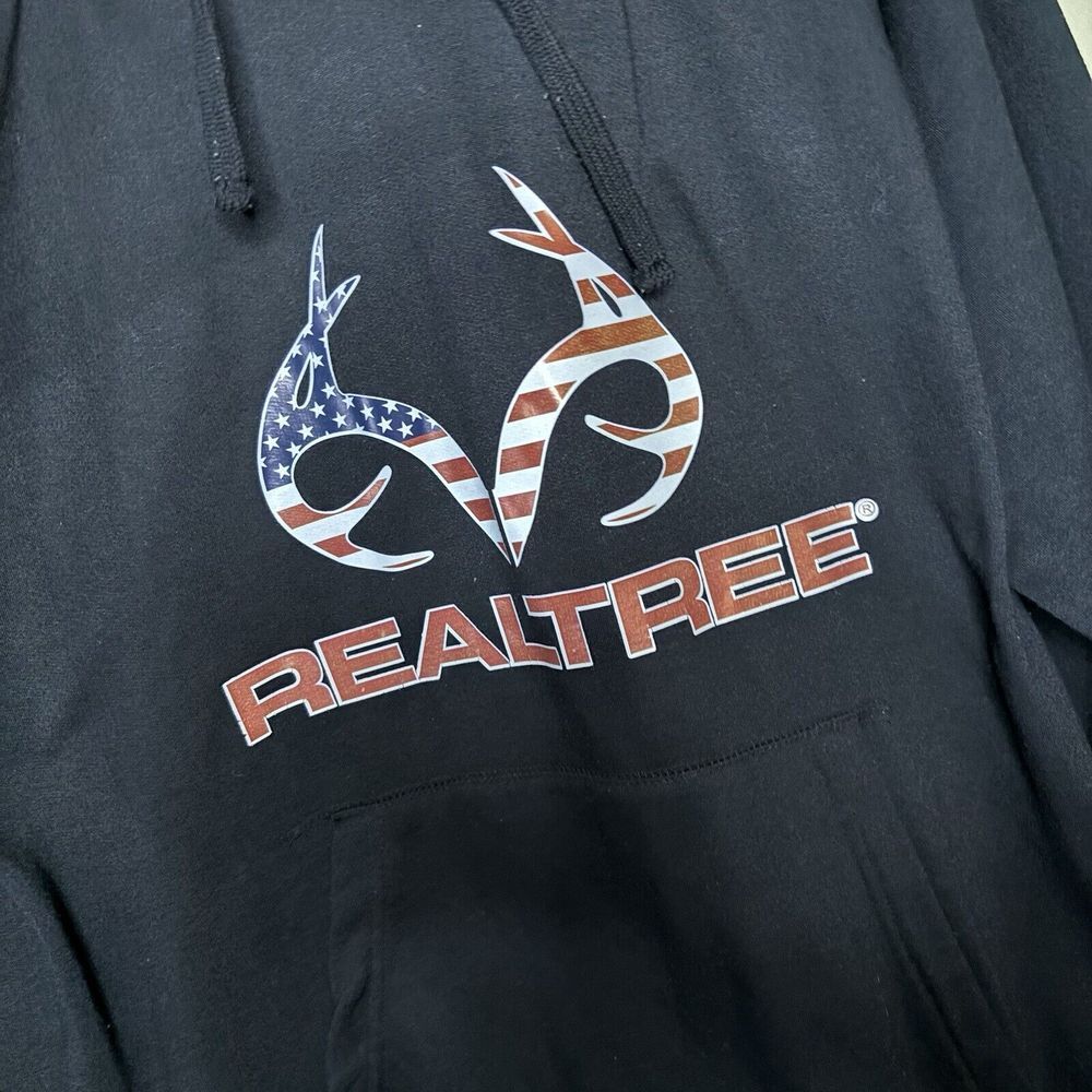 Real Tree Hoodie Men's XL Kangaroo Pocket Pullover American Flag Outdoors Hunt - Picture 4 of 7